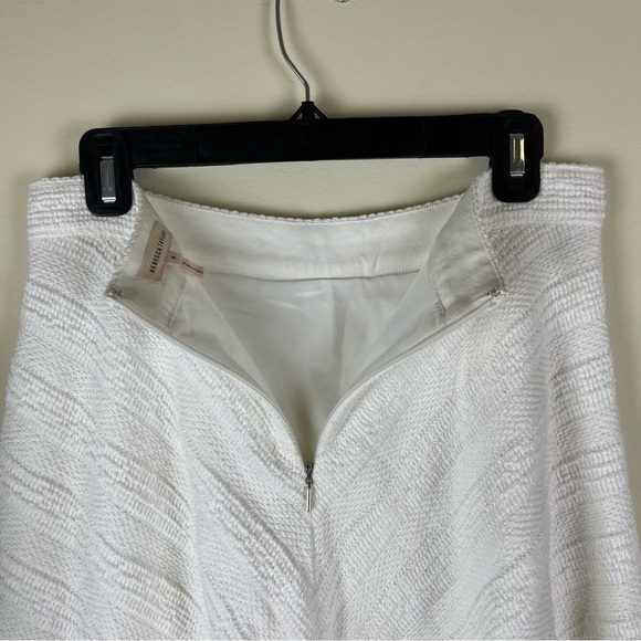 NWOT Rebecca Taylor Ivory Cotton Textured Tweed Frayed Hem Skirt White - Picture 12 of 16